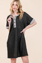 Casual Contrast Trim Henley Dress Casual Dresses