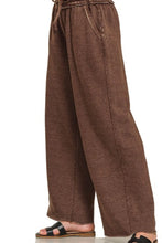 Zenana Acid Wash Fleece Palazzo Sweatpants with Pockets