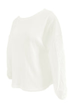Shiny Openwork Dropped Shoulder Boat Neck Blouse Woman Blouses