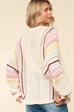 Haptics Full Size Striped Crochet Open Front Cardigan Woman Outerwear