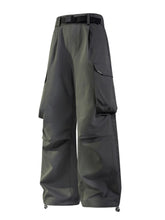 Men's Cargo Wide Leg Pants with Belt Grey