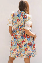 Printed Notched Flounce Sleeve Mini Dress Casual Dresses