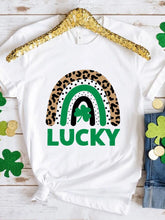 LUCKY Round Neck Short Sleeve T-Shirt White