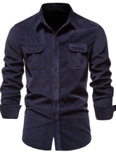 Men's Full Size Button Down Collared Neck Shirt Plus Size Indigo