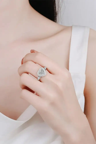 1 Carat Moissanite 925 Sterling Silver Heart Ring Silver Rings