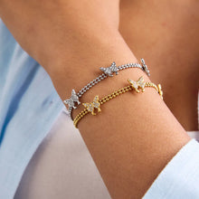 2-Piece Inlaid Zircon Butterfly Bracelet