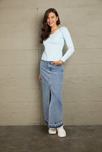 Mineral Wash Exposed Seam Long Sleeve Top