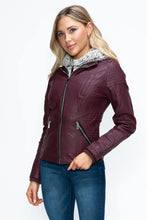 YMI Faux Layered Double-Zipper Jacket with Fuzzy Hood Woman Outerwear