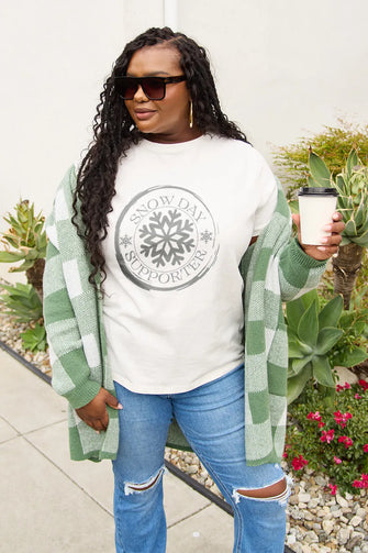 Simply Love Full Size SNOW DAY SUPPORTER Round Neck T-Shirt White