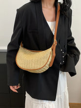 Straw Weave Adjustable Strap Shoulder Bag Khaki One Size Shoulder Bags