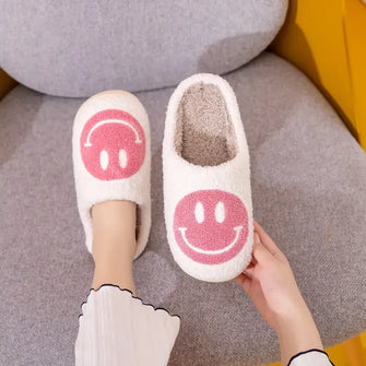 Melody Smiley Face Slippers WHITE PINK Woman Slippers