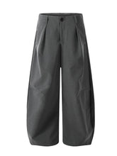 Men's High Waist Pleated Curved Pants Grey