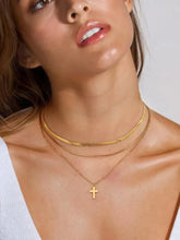 18K Gold-Plated Three-Layered Cross Necklace Fashion Jewelry