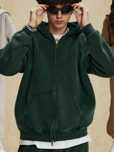 Men's Zip-Up Hoodie with Kangaroo Pocket Dark Green