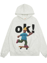 Men's OK! Graphic Long Sleeve Hoodie Flower Ash