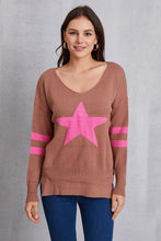 Star Scoop Neck Dropped Shoulder T-Shirt Dusty Pink