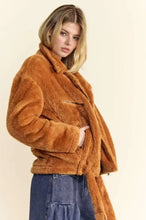 Davi & Dani Fuzzy Zip Up Collared Neck Jacket Woman Outerwear