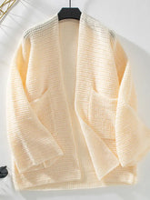 Open Front Long Sleeve Cardigan Cream Woman Outerwear