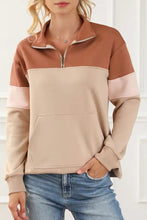 Color Block Quarter Zip Long Sleeve Sweatshirt Woman Sweatshirts