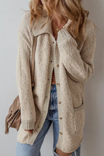 Pocketed Button Up Long Sleeve Cardigan Dust Storm Woman Outerwear