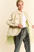 Davi & Dani Faux Leather Button Up Jacket with Chest Pockets Woman Outerwear