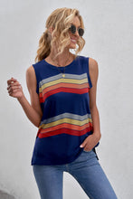 Printed Side Slit Round Neck Tank Tanks & Camis
