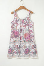 Multicolour Floral Tie Neck Sleeveless Mini Dress