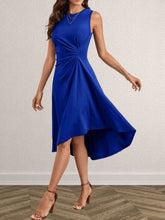 Ruched Round Neck Sleeveless Dress