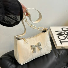Bow PU Leather Shoulder Bag White One Size Shoulder Bags
