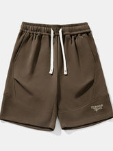 Men's Plus Size Drawstring Shorts with Pockets Coffee Brown