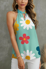 FAM-FAM Flower Grecian Neck Tank Light Green Tanks & Camis