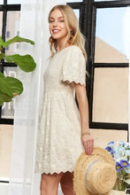 ADORA Rround Neck Crinkle Babydoll Dress Casual Dresses