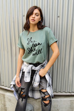 Simply Love Full Size SHE CAN SHE WILL Short Sleeve T-Shirt Sage