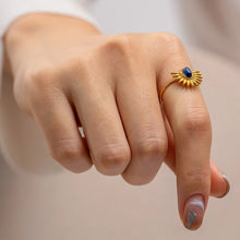 Sunflower Lapis Lazuli Adjustable Ring