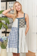 ADORA Patchwork Button Front Mini Dress Woman Casual Dress