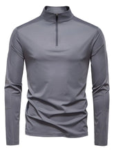 Men's Sun Protection Long Sleeve Half-Zip T-Shirt Dark Gray
