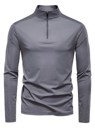 Men's Sun Protection Long Sleeve Half-Zip T-Shirt Dark Gray