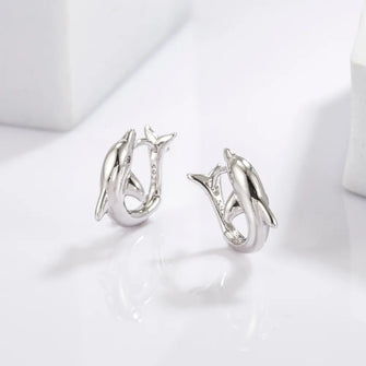 925 Sterling Silver Zircon Dolphin Earrings Silver One Size