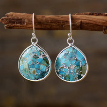 Natural Stone Teardrop Earrings Silver One Size Earrings