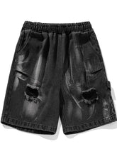Men's Plus Size Distressed Cargo Denim Shorts Denim Shorts