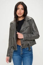 Coalition LA Zip Up Biker Jacket with Belt Woman Outerwear