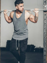 Men's Plus Size Round Neck Breathable Tank Dark Gray