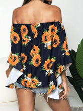 Floral Print Off-Shoulder Flounce Sleeve Blouse Woman Blouses