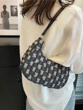 Checkered Raw Hem Shoulder Bag Black One Size Shoulder Bags