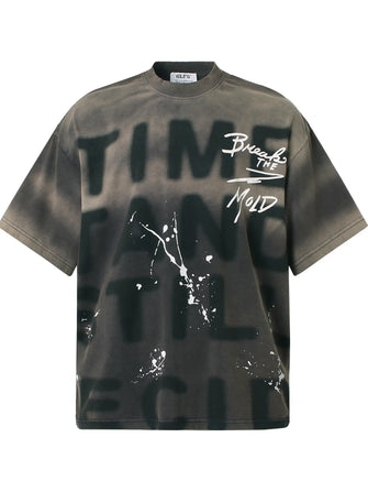 Men's Graffiti Style Oversized T-Shirt Gray