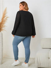 Honey Plus Size Openwork Notched Button Front Blouse Woman Blouses