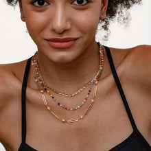 18K Gold-Plated Layered Colorful Beaded Chain Necklace