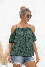 Printed Cold-Shoulder Frill Trim Blouse Woman Blouses