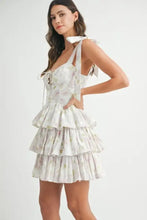 MABLE Floral Print Shoulder Tie Layered Mini Dress Casual Dresses