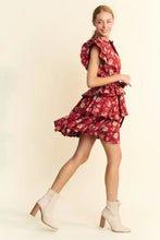 Davi & Dani Ruffle Flutter Sleeve Tie Belt Tiered Mini Dress Casual Dresses